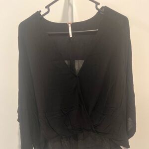 Free People Black Shirt/ Oversized M / Rayon
